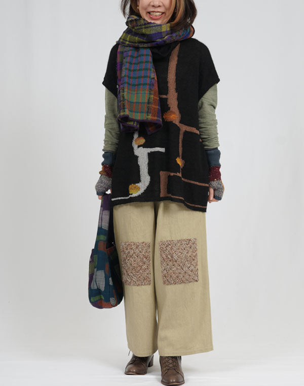 
                  
                    Load image into Gallery viewer, ニット使いデニムパンツ / BEA07473WA
                  
                