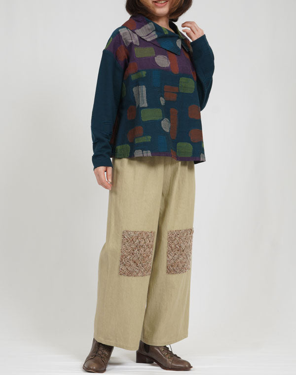 
                  
                    Load image into Gallery viewer, ジオメトリー柄ニットスリーブブラウス / BEA07451WA
                  
                