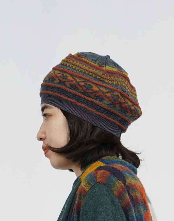 
                  
                    Load image into Gallery viewer, アンティークジャカードニットベレー帽 / BEF01609WA
                  
                