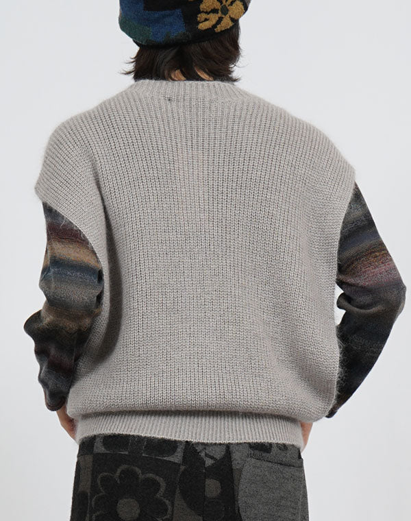 
                  
                    Load image into Gallery viewer, シルクモヘヤ畦ベスト / BEF01657WA
                  
                