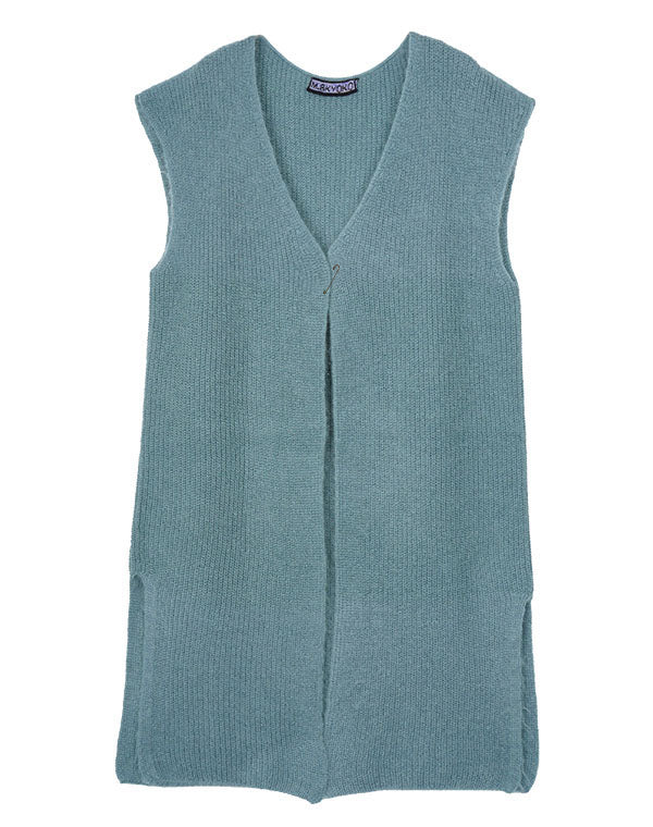 
                  
                    Load image into Gallery viewer, シルクモヘヤ畦ロングベスト / BEF01658WA
                  
                