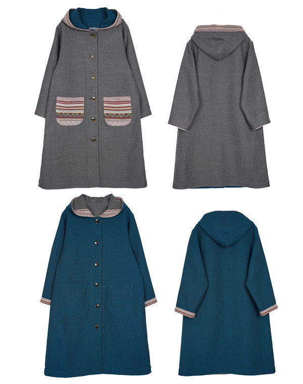 
                  
                    Load image into Gallery viewer, ウールコットンリバーシブルフーディーコート / BEF01665WA
                  
                