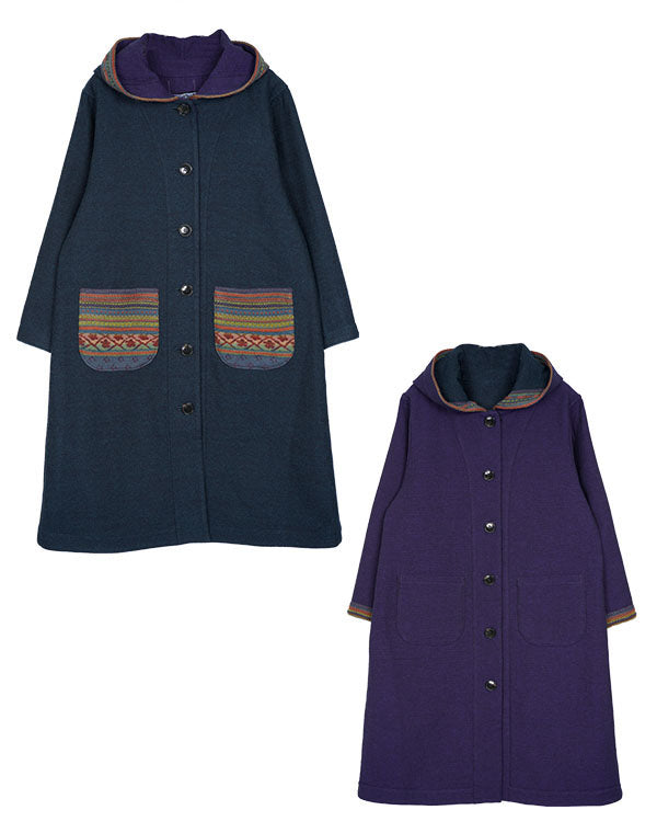 
                  
                    Load image into Gallery viewer, ウールコットンリバーシブルフーディーコート / BEF01665WA
                  
                