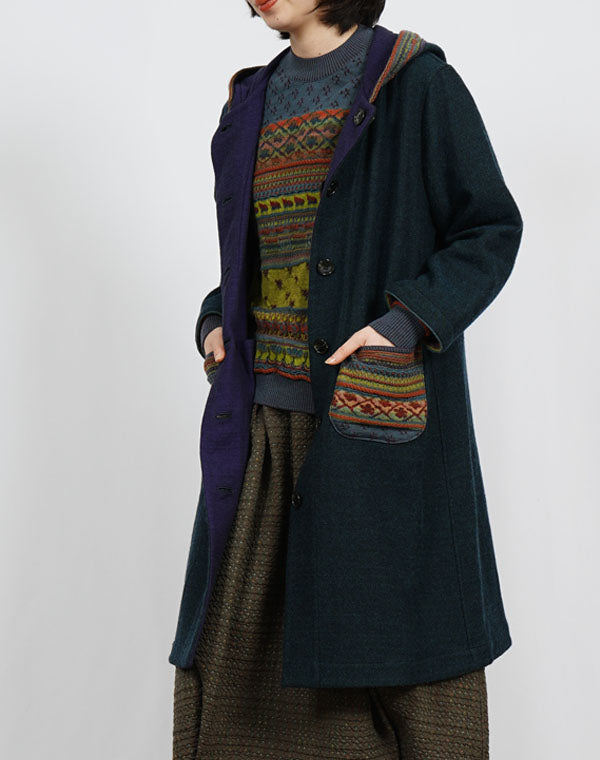 
                  
                    Load image into Gallery viewer, ウールコットンリバーシブルフーディーコート / BEF01665WA
                  
                