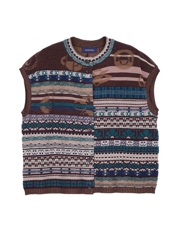 
                  
                    Load image into Gallery viewer, MIX ジャカード前開きベスト / BEF07604WA
                  
                