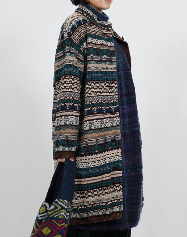 
                  
                    Load image into Gallery viewer, MIX ジャカードロングコート / BEF07605WA
                  
                