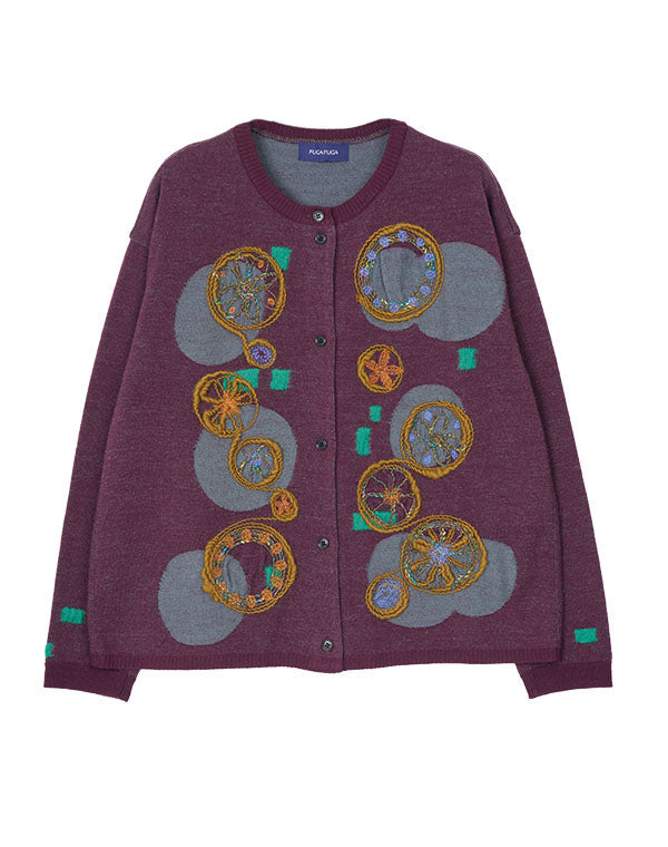 
                  
                    Load image into Gallery viewer, フラワープレート刺繍入りカーディガン / BEF07613WA
                  
                