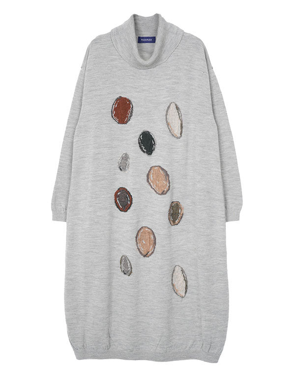 
                  
                    Load image into Gallery viewer, 小石柄タートルネックバルーンワンピース / BEF07617WA
                  
                