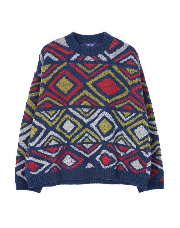 
                  
                    Load image into Gallery viewer, ダイヤ柄プードルプルオーバー / BEF07622WA
                  
                