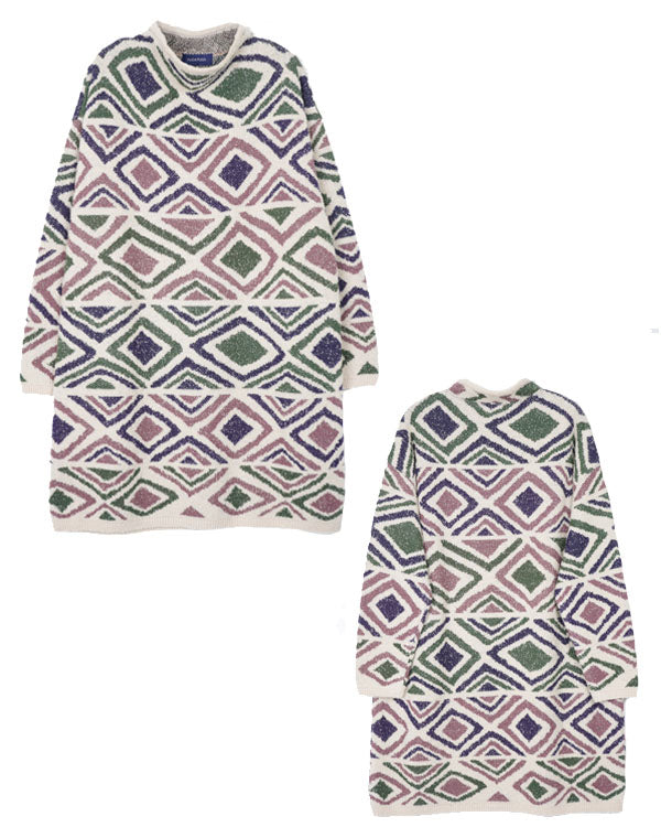 
                  
                    Load image into Gallery viewer, ダイヤ柄プードルチュニック / BEF07623WA
                  
                