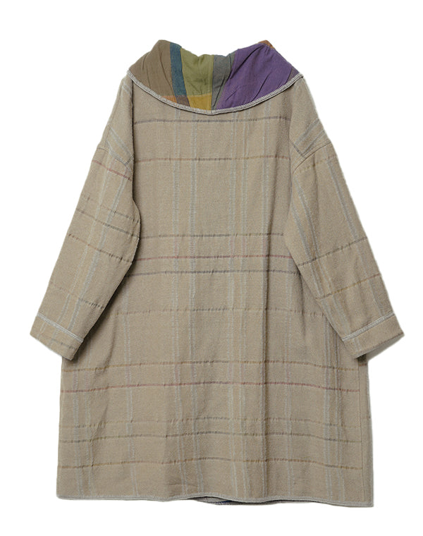 
                  
                    Load image into Gallery viewer, 袋チェックリバーシブルロングコート / BEF07650WA
                  
                