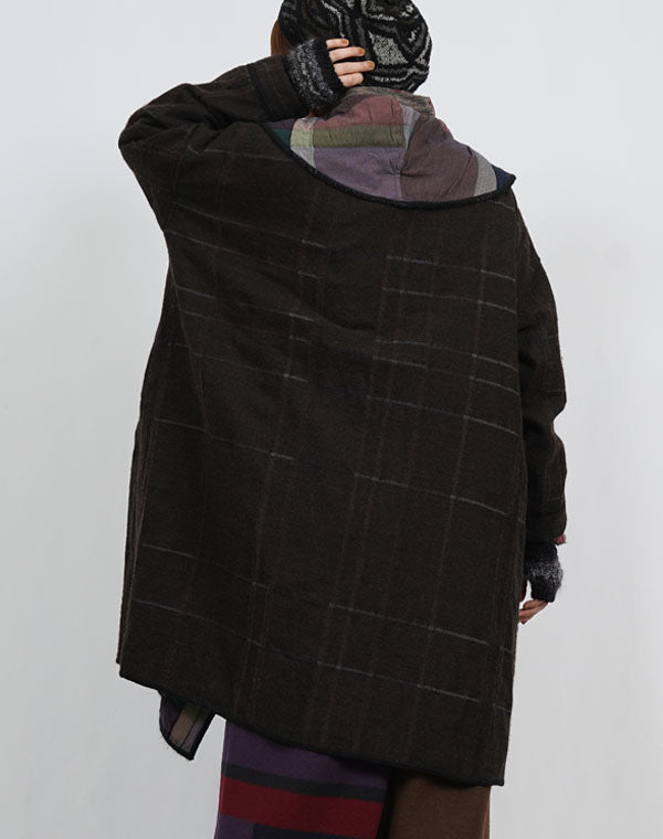 
                  
                    Load image into Gallery viewer, 袋チェックリバーシブルロングコート / BEF07650WA
                  
                