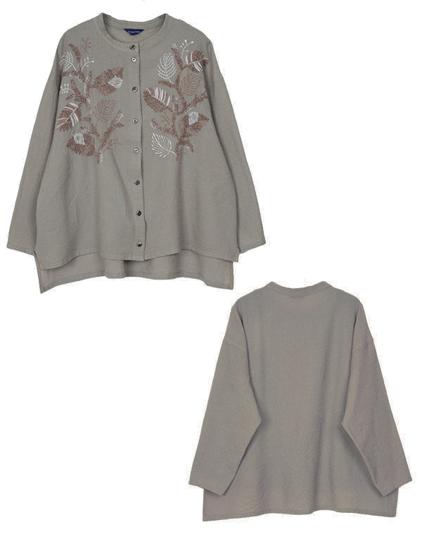 
                  
                    Load image into Gallery viewer, 製品染めリーフ柄刺繍入りシャツ / BEF07659WA
                  
                