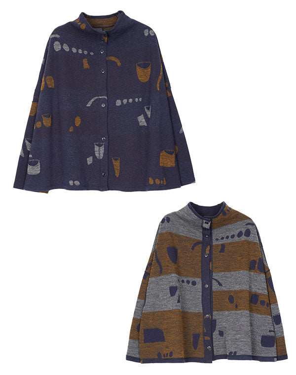 
                  
                    Load image into Gallery viewer, ポケットドット柄ジャージーリバーシブルワイドカーディガン / BEF07664WA
                  
                