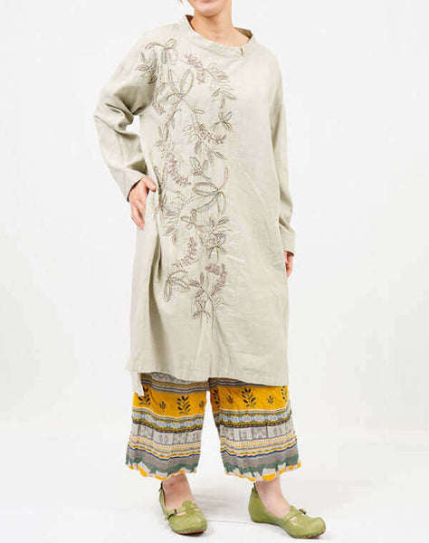 製品染めリーフ刺繍入りワンピース / BEH07052WA 巷で人気の