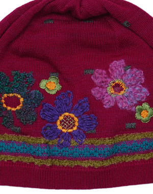 M.&KYOKO エムアンドキョーコ｜一面の花刺繍ニット帽｜Cross it off