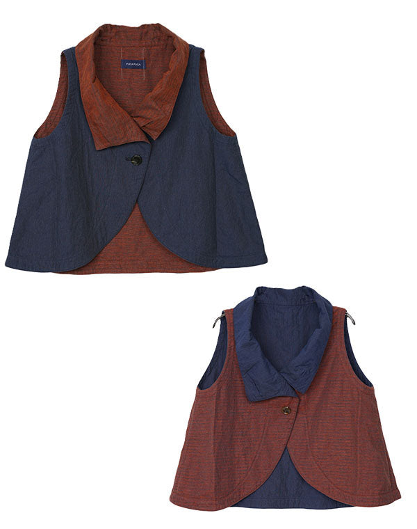 ずとまよ　ベスト 綿麻リバーシブル前開きベスト / BFH07034WA – satoseni online store