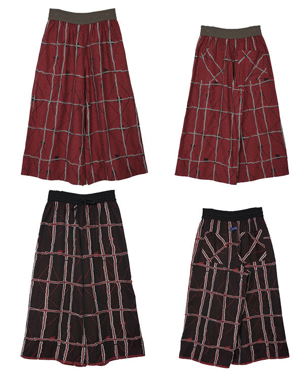 格子絣柄リバーシブルフレアパンツ / BFH07045WA – satoseni online