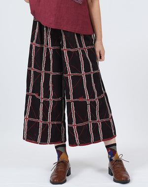 佐藤繊維fuga fugaリバーシブルパンツ 格子絣柄リバーシブルフレアパンツ / BFH07045WA – satoseni online