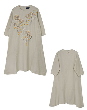 綿麻ワッシャーパティオ柄刺繍入りワンピース / BFH07056WA – satoseni