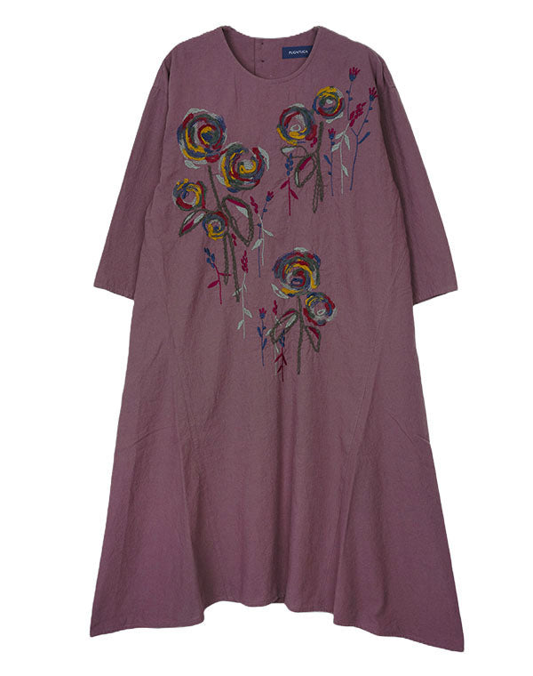 綿麻ワッシャーパティオ柄刺繍入りワンピース / BFH07056WA – satoseni