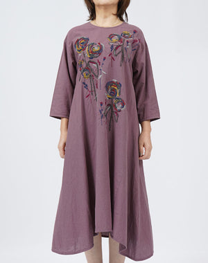 綿麻ワッシャーパティオ柄刺繍入りワンピース / BFH07056WA – satoseni