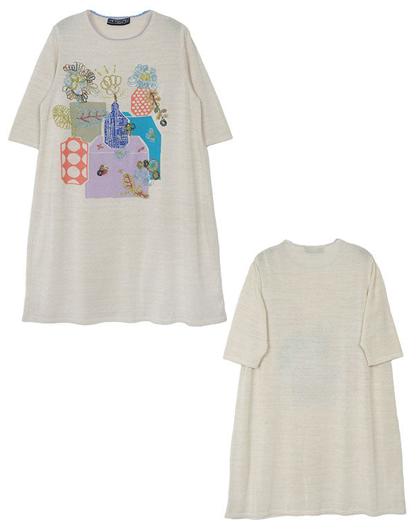 M.&KYOKOニットワンピース エム アンド キョウコ フラワー刺しゅう ニットワンピース- ショップ