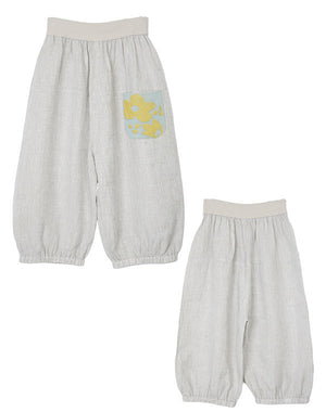 M.&KYOKO リネン　バルーン　サルエルパンツ　ニット柄ポケット　ゴム ナチュラルリネンバルーンパンツ / BFN01262WA｜ M.&KYOKO(エムアンド