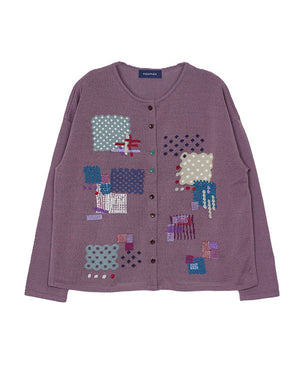 M＆KYOKO 刺繍入りサマーニットカーディガン 七分袖 パッチワーク柄刺繍入りカーディガン / BFN07209WA｜ M.&KYOKO(エム