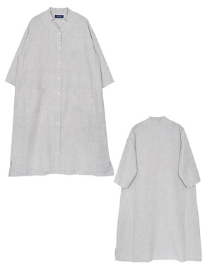 フレンチリネンスタンドカラーシャツワンピース / BFN07245WA｜ M