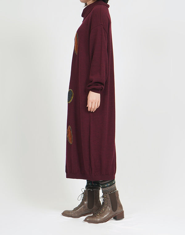 
                  
                    Load image into Gallery viewer, 小石柄タートルネックバルーンワンピース / BEF07617WA
                  
                