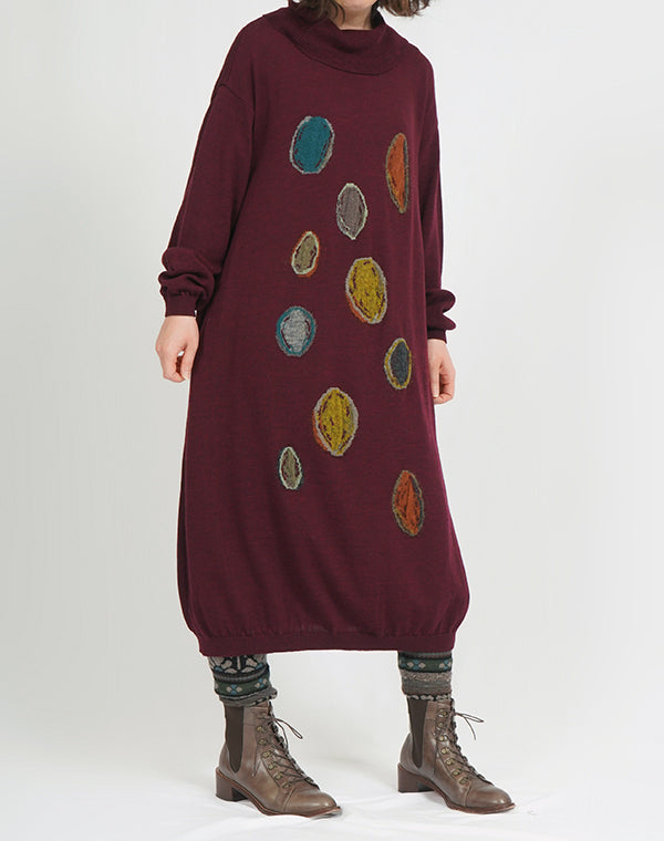 
                  
                    Load image into Gallery viewer, 小石柄タートルネックバルーンワンピース / BEF07617WA
                  
                