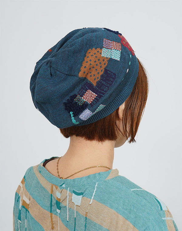 パッチワーク柄刺繍入りベレー帽 / BFN07210WA｜ M.&KYOKO(エムアンド