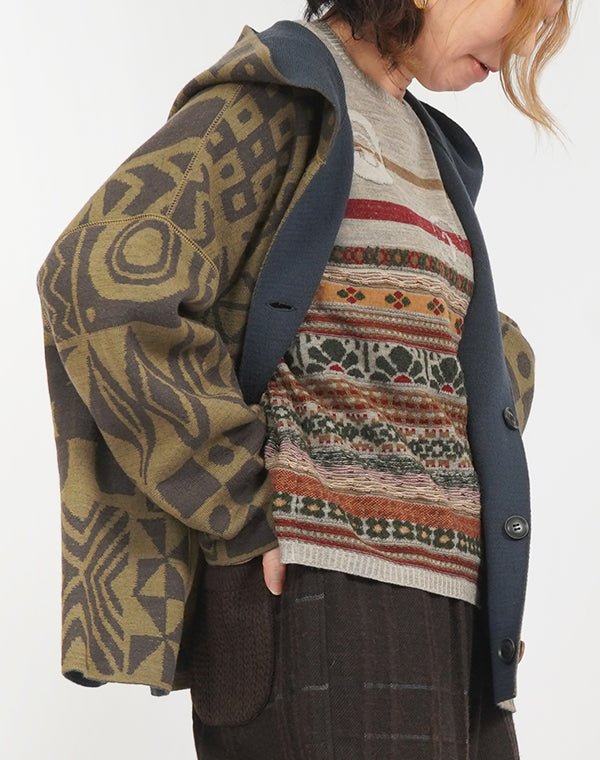 
                  
                    Load image into Gallery viewer, 幾何学タイル柄リバーシブルショートコート / BEF07641WA
                  
                