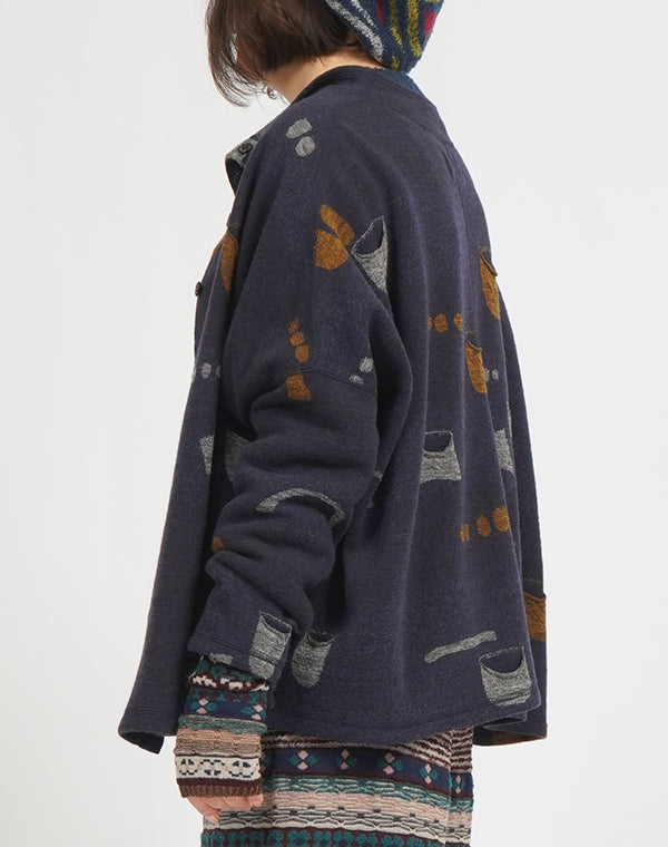 
                  
                    Load image into Gallery viewer, ポケットドット柄ジャージーリバーシブルワイドカーディガン / BEF07664WA
                  
                