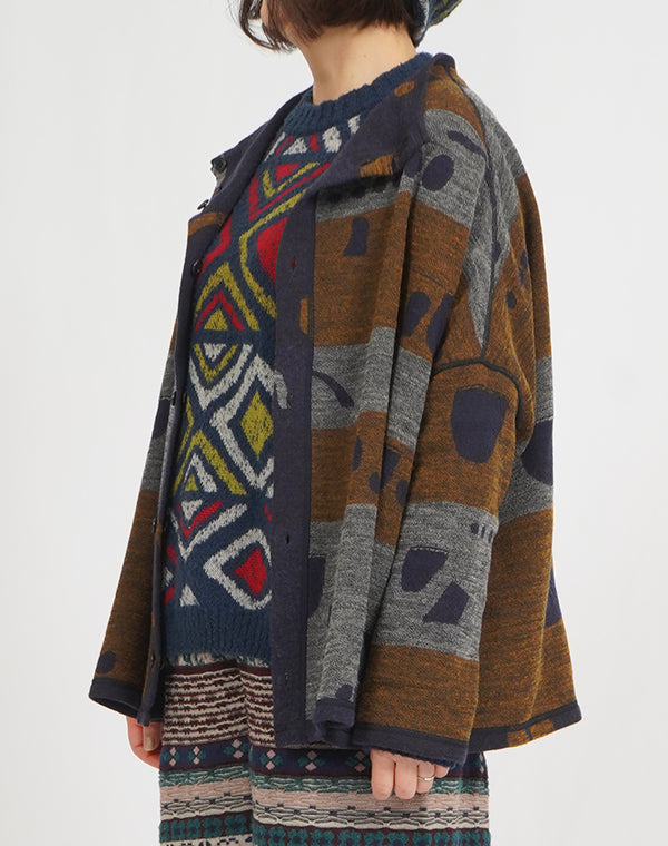 
                  
                    Load image into Gallery viewer, ポケットドット柄ジャージーリバーシブルワイドカーディガン / BEF07664WA
                  
                