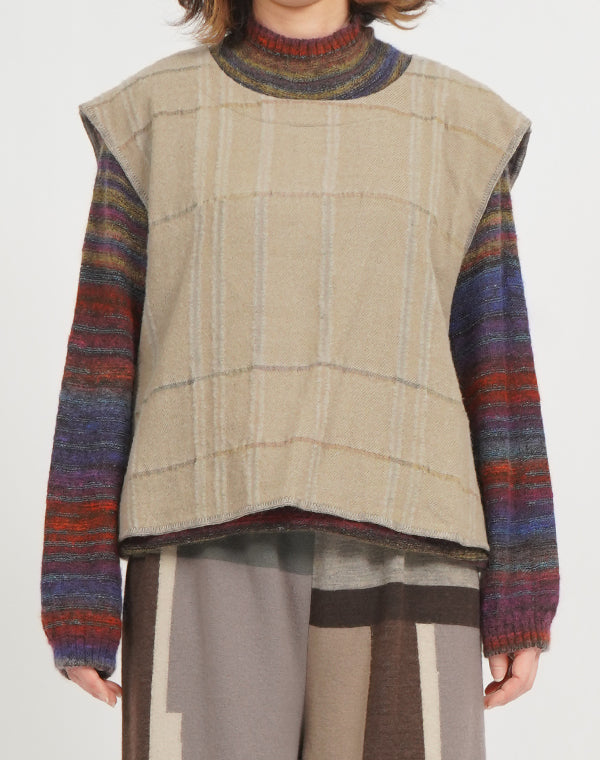 
                  
                    Load image into Gallery viewer, 袋チェックリバーシブルベスト / BEF07648WA
                  
                