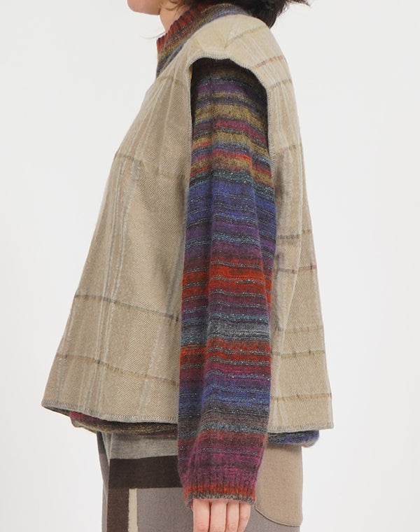 
                  
                    Load image into Gallery viewer, 袋チェックリバーシブルベスト / BEF07648WA
                  
                