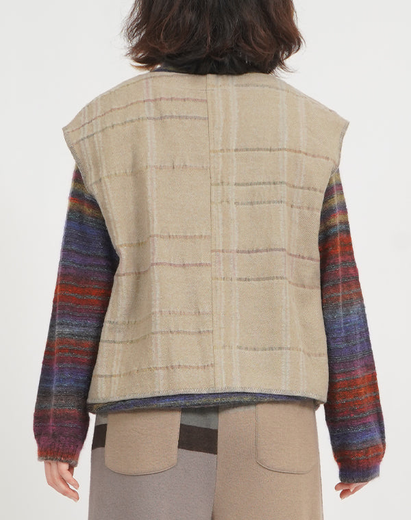 
                  
                    Load image into Gallery viewer, 袋チェックリバーシブルベスト / BEF07648WA
                  
                