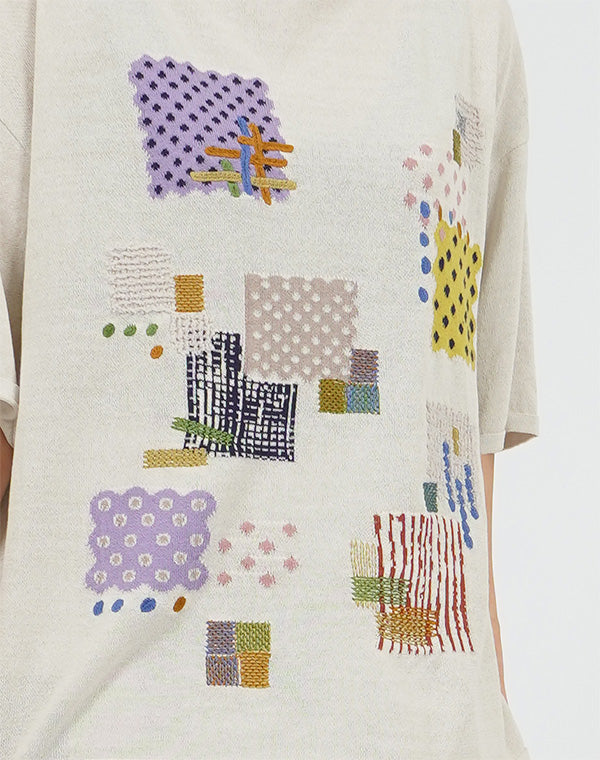 パッチワーク柄刺繍入りプルオーバー / BFN07208WA – satoseni online