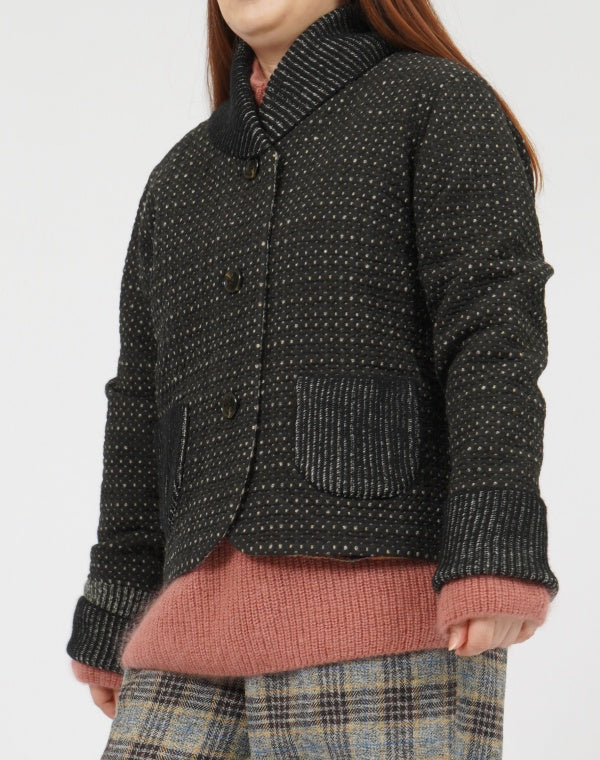 
                  
                    Load image into Gallery viewer, ドットチェックリバーシブルショートコート / BEF01661WA
                  
                