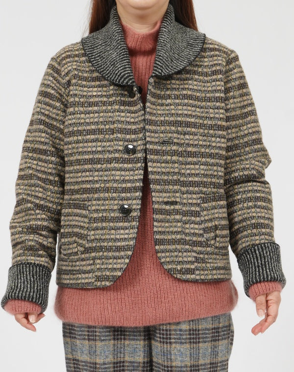 
                  
                    Load image into Gallery viewer, ドットチェックリバーシブルショートコート / BEF01661WA
                  
                