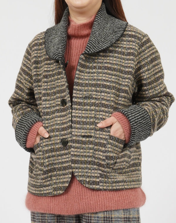 
                  
                    Load image into Gallery viewer, ドットチェックリバーシブルショートコート / BEF01661WA
                  
                