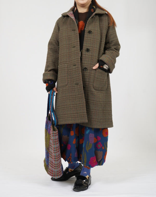 
                  
                    Load image into Gallery viewer, ドットチェックリバーシブルロングコート / BEF01662WA
                  
                