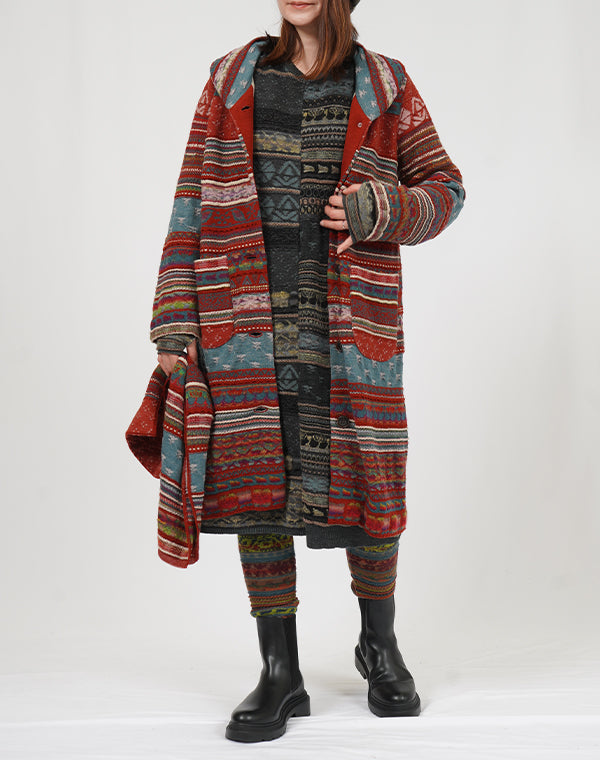 
                  
                    Load image into Gallery viewer, アンティークジャカードニットコート / BEF01605WA
                  
                