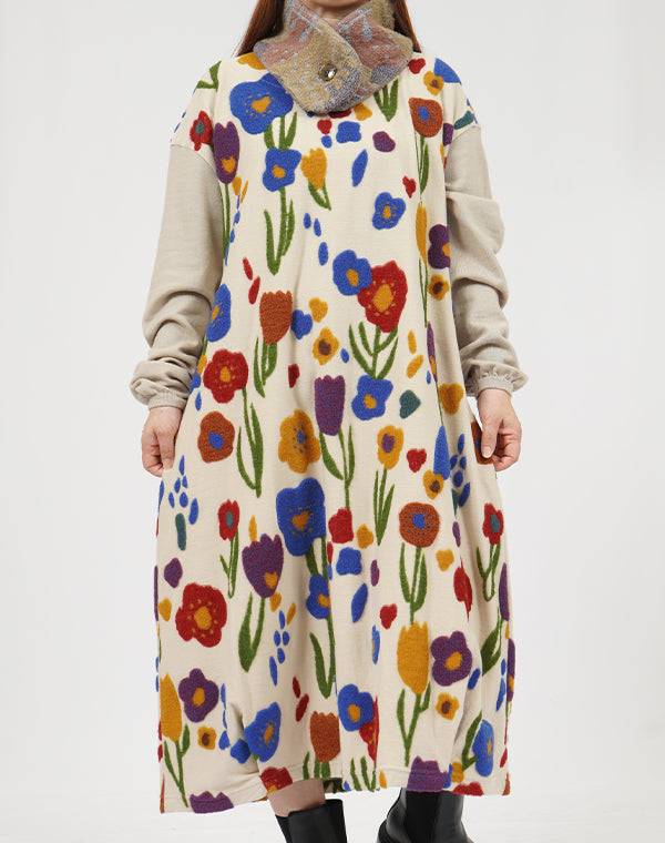 佐藤繊維　未使用サマーニットワンピース　シルク×リネン×和紙 マルチカラー 佐藤繊維 未使用サマーニットワンピース シルク×リネン×和紙 マルチ