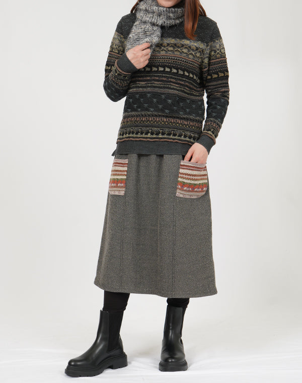 
                  
                    Load image into Gallery viewer, ウールコットンリバーシブルスカート / BEF01666WA
                  
                