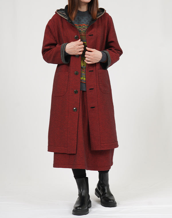 
                  
                    Load image into Gallery viewer, ウールコットンリバーシブルフーディーコート / BEF01665WA
                  
                