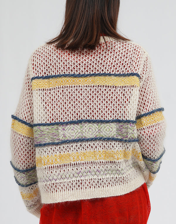 
                  
                    Load image into Gallery viewer, モヘヤメッシュジャカードカーディガン / BEA01446WA
                  
                