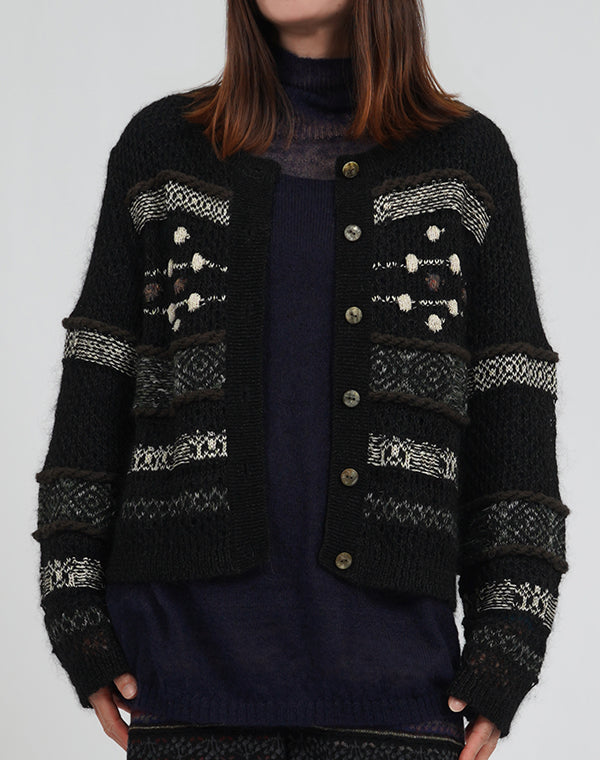 
                  
                    Load image into Gallery viewer, モヘヤメッシュジャカードカーディガン / BEA01446WA
                  
                